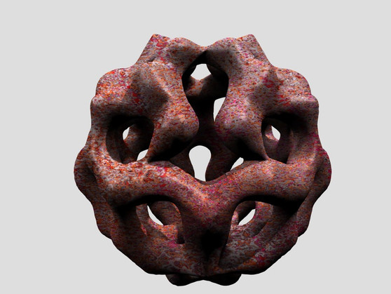 Rose and orange mottled porous lattice sculpture, Dali's Dream