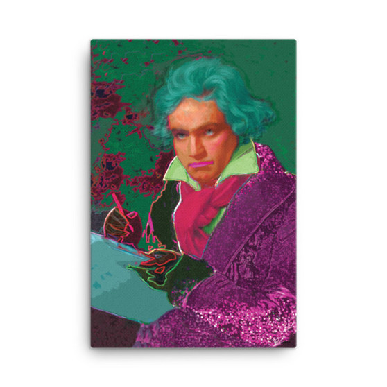 Purple Pink Turquoise Beethoven self portrait print on canvas