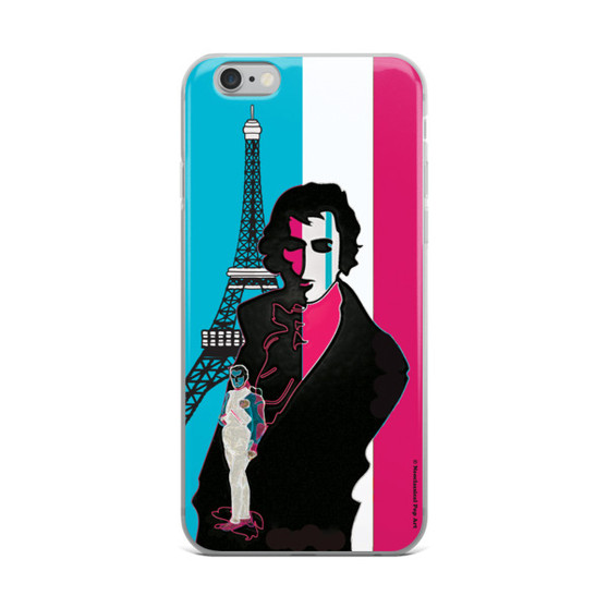 on sale collectible  light blue pink eiffel tower  napoleon Jacques-Louis David Neoclassical pop art  iphone case 