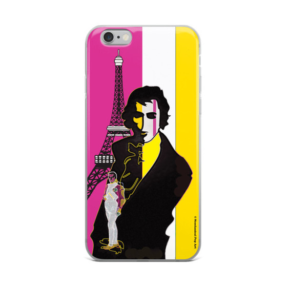 on sale Yellow Pink eiffel tower  napoleon Jacques-Louis David Neoclassical Pop Art iphone case 