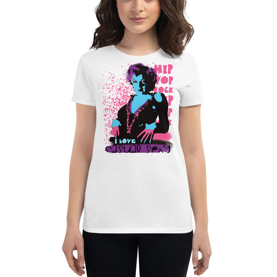 Blue Pink White Marilyn Monroe Hip Pop Rock Sexy Casual Women's short sleeve t-shirt  by Neoclassical pop art