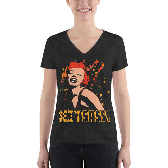 Shop for Marilyn Monroe  Sexy Sassy Women's Fashion Deep V-neck Tee by neoclassical pop art 