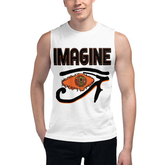 White Da Vinci Imagine eye of Horus Vitruvian man Muscle Shirt