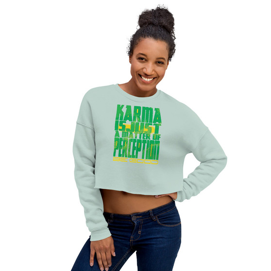 on sale light green Spiritual Karma Crop Sweatshirt Neoclassical Pop Art 