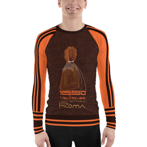 on sale Diego Velázquez brown orange Men's Rash Guard by Neoclassical Pop Art online gift shop 