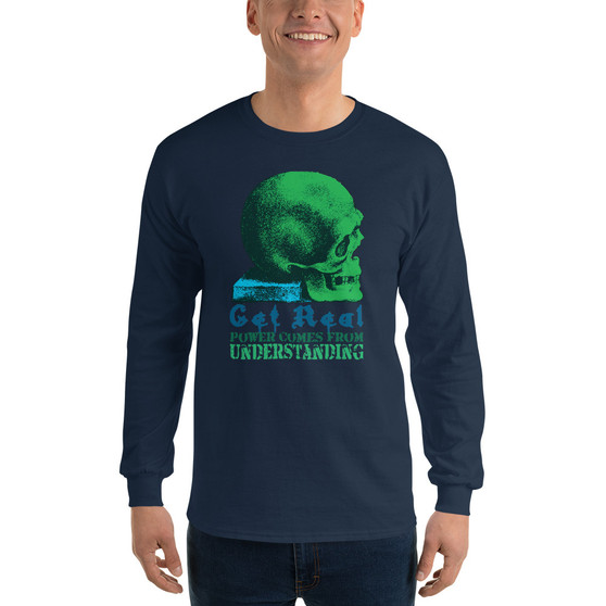 Da Vinci Power Comes From Understanding skull art Men’s Long Sleeve rock and roll Shirt pop art fashion