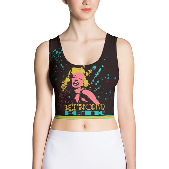 On Sale  Marilyn Monroe  Sexy Yellow Peace Green Sports Crop Top  by Neoclassical Pop Art