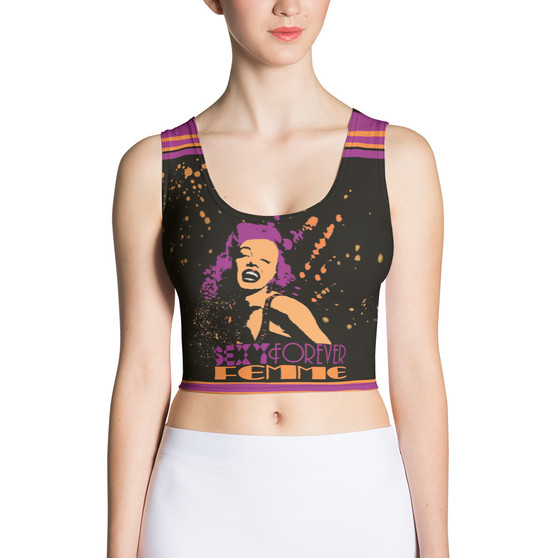 Marilyn Monroe Sexy Forever Portrait Peach Pink Sports Crop Top