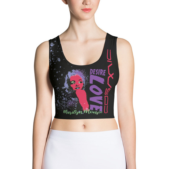 On Sale Marilyn Monroe Hot Pink Purple Cosmic Love Sports Crop Top by Neoclassical Pop Art