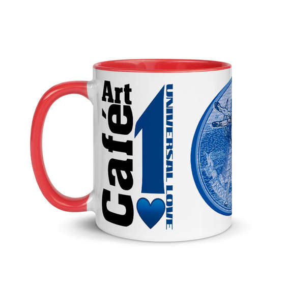 Best Leonardo da Vinci Blue Grey  neoclassical pop art Coffee Mugs with leonardo da vinci quote by Neoclassical Pop Art