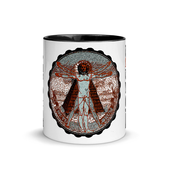 Leonardo da Vinci brown Coffee Mugs with leonardo da vinci quote