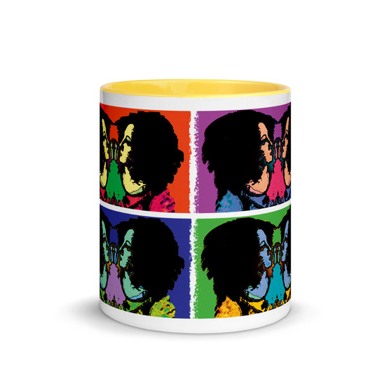 Sandro botticelli yellow blue neoclassical pop art mug by Neoclassical Pop Art  modern pop art store 