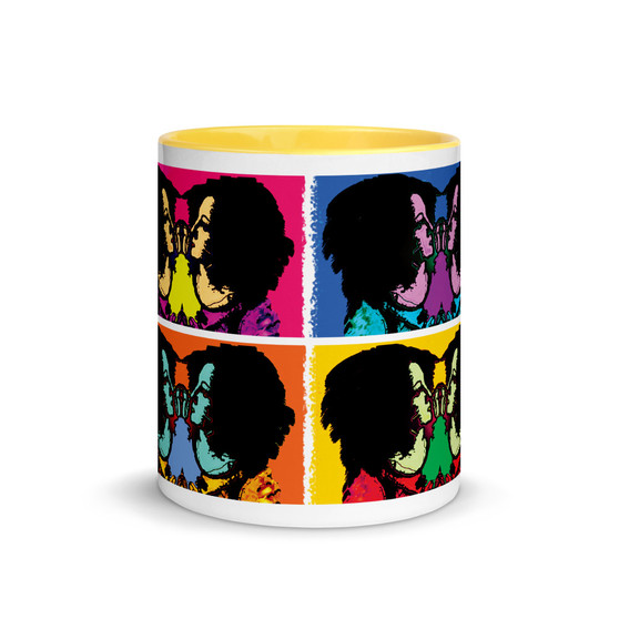Colorful Botticelli Neoclassical pop art yellow blue designer coffee mugs and cups for sale online 