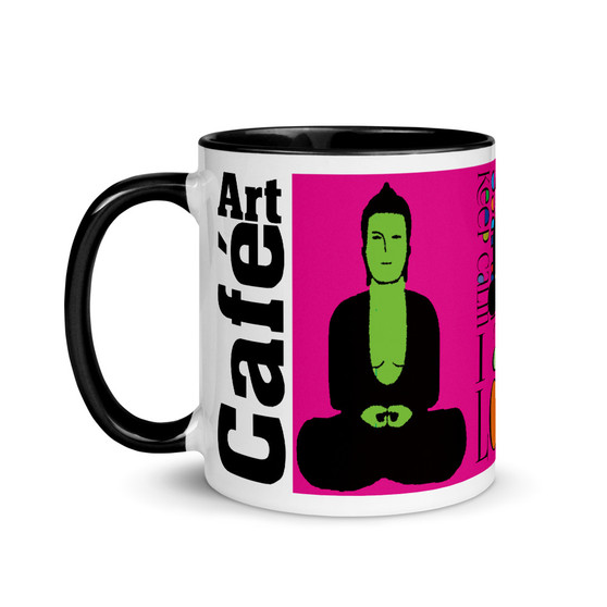 pink green blue orange yellow Buddha Be "I Am Love" affirmation Spiritual mug