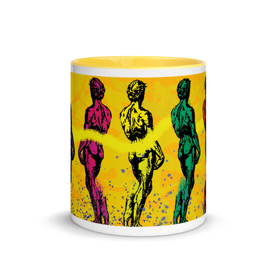 Yellow Green pink lilac Michelangelo David mug