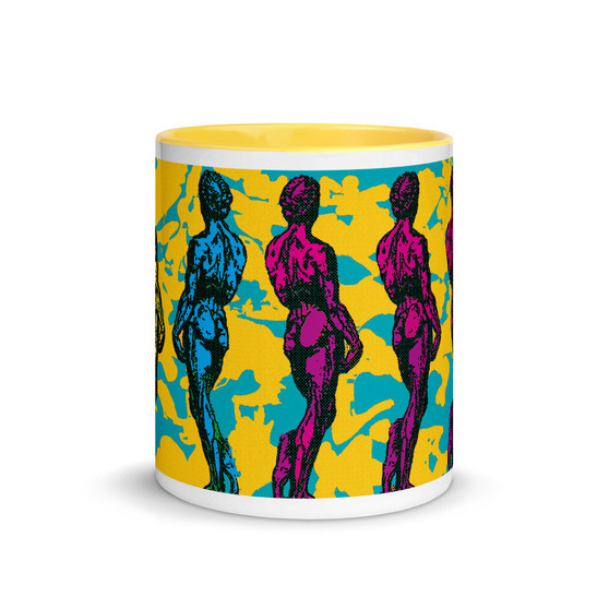 Yellow Pink Blue Michelangelo David mug