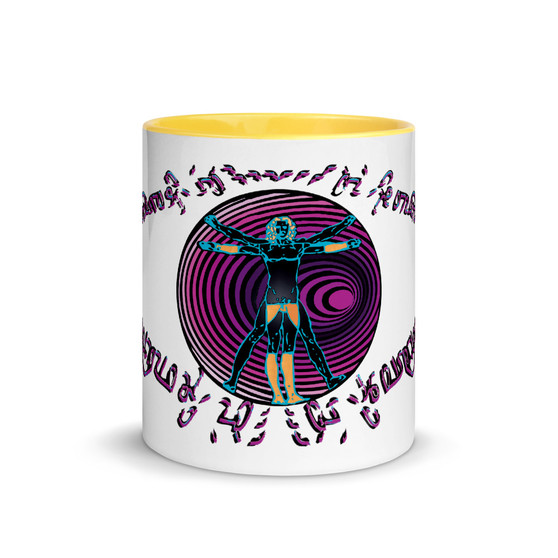 Leonardo da Vinci purple blue orange black Coffee vitruvian man Mugs