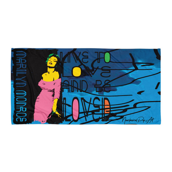 the Marilyn Monroe Desire Love Pink Blue Yellow Green Yellow pop art beach Towel