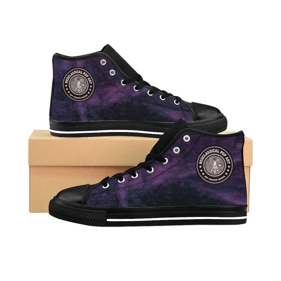 buy Da Vinci Men's High-top Purple fashion designer Sneakers by Neoclassical Pop Art fashion designer online brand store