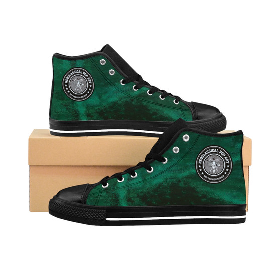 Da Vinci Men's High-top Green designers Sneakers by Neoclassical Pop Art fashion designer online brand 