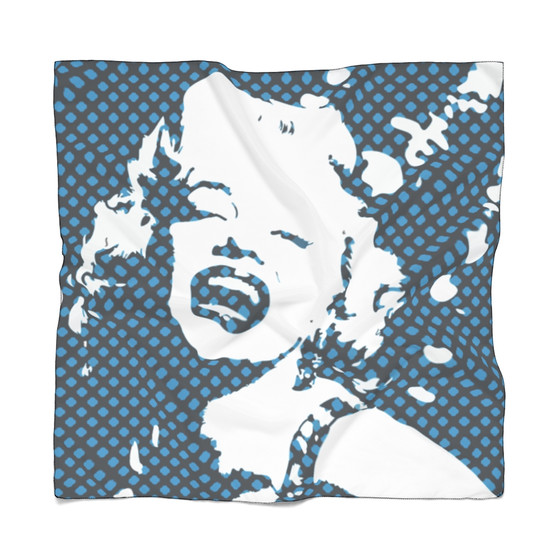 Monroe Pop Portrait in Blue & White Poly Scarf