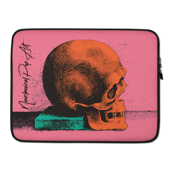 Leonardo da Vinci Orange, green, Light Blue skull Laptop Sleeve