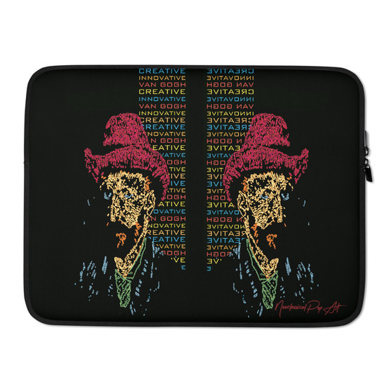 Van Gogh pink yellow green self portrait print Laptop Sleeve