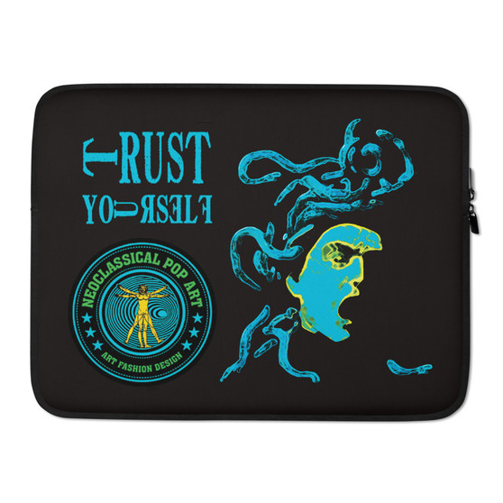 Caravaggio blue green yellow medusa painting Laptop Sleeve