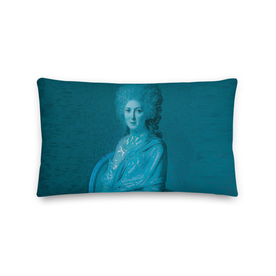 Jacques-Louis David “Neoclassical Countess" Light Blue Turquoise Throw Pillow. Modern Pop Art Art by Neoclassical Pop Art