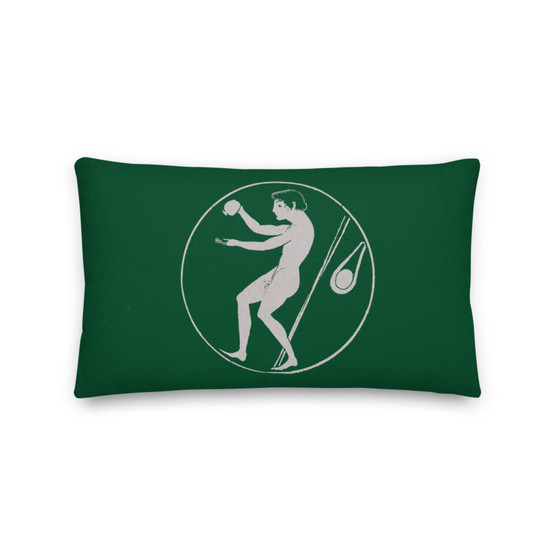 Medium parsley green decorative greek art throw Pillow by Neoclassical Pop Art designer online art fashion and design brand store