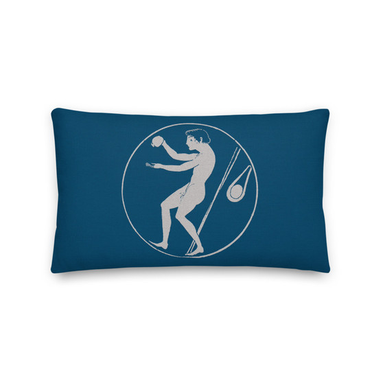 Venice Blue Premium decorative greek art throw Pillow by Neoclassical Pop Art designer online art fashion and design brand store