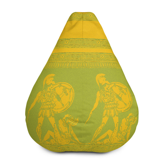 Buy Greek Style Kick back Yellow Green Bean Bag Chair w/ filling by Neoclassical pop art designer online store 