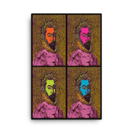 El Greco pop Poet Portrait Pink Orange Blue Mint Yellow Print on Canvas