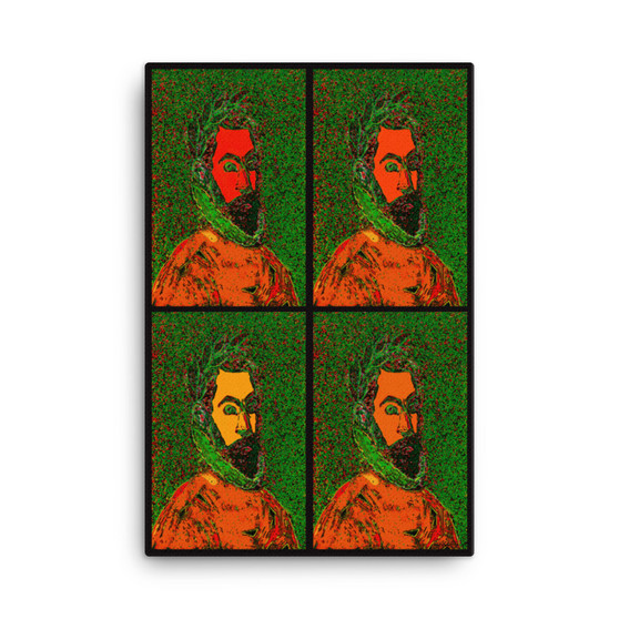 El Greco Pop Poet Portrait Orange Green Print on Canvas