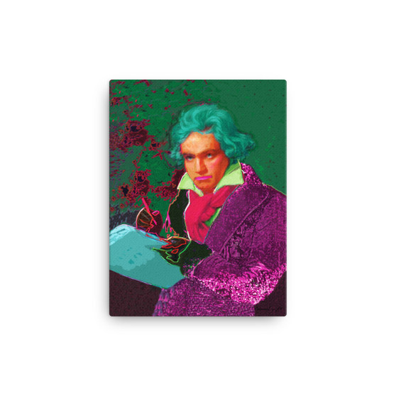 Purple Pink Turquoise Beethoven self portrait print on canvas by neoclassical pop art