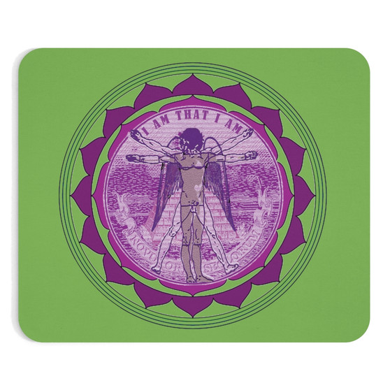 Da Vinci | Vitruvian Angel Purple Green Mousepad