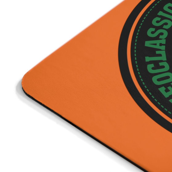 Da Vinci Vitruvian Man Orange Green Mousepad by Neoclassical Pop Art