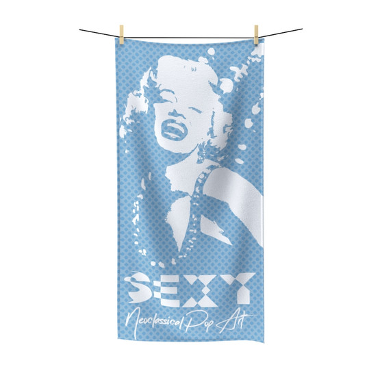 On Sale  Marilyn Monroe Pop Portrait Light Blue White  Decorative Bath Towel by Neoclassical Pop Art