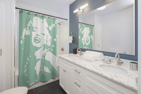 Marylin Monroe Fren Green White Shower Curtains