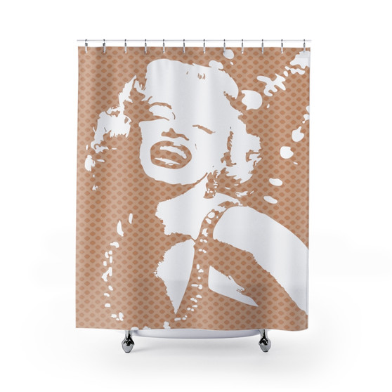 On Sale Marylin Monroe Tab Brown White Shower Curtains by Neoclassical Pop Art