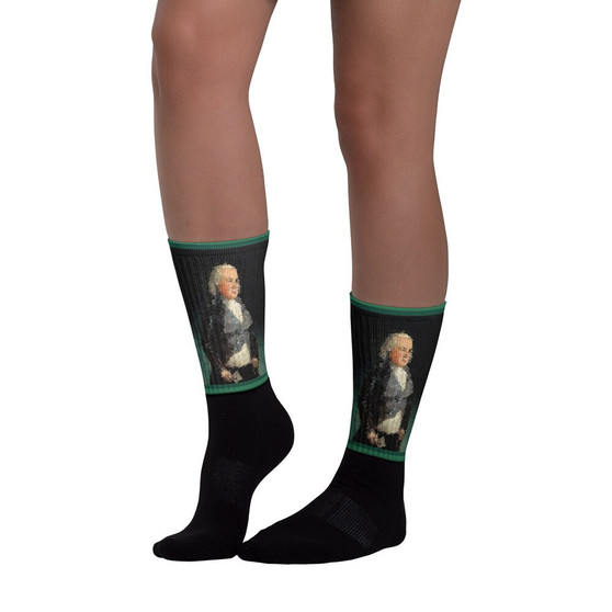 On sale Collectible Goya Don Perdro Black foot socks by Neoclassical Pop Art Online designer brand store 