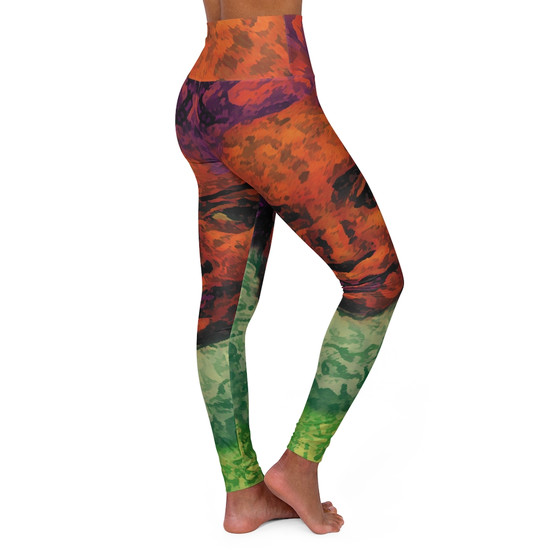 Sir Peter Paul Rubens orange green High Waisted Yoga Leggings by Neoclassical Pop Art