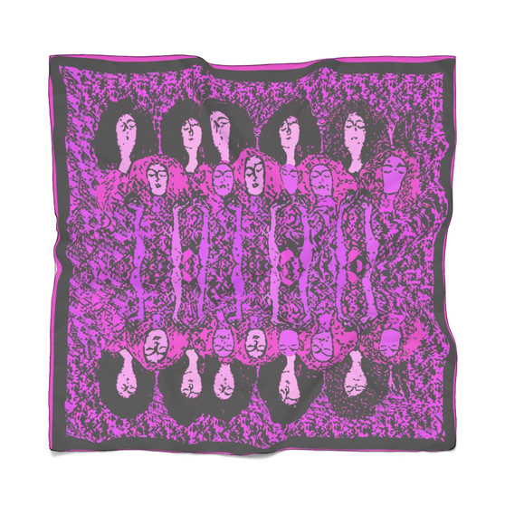 Pink Gustav Klimt Beethoven portrait printed on a lightweight poly voile scarf