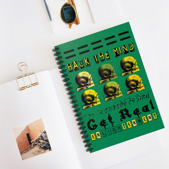 On Sale  green yellow Da Vinci Skull Spiral Notebook - Ruled Line by Neoclassical Pop Art