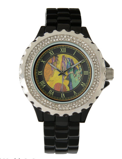 Botticelli Venus Women's Rhinestone Black Enamel Watch