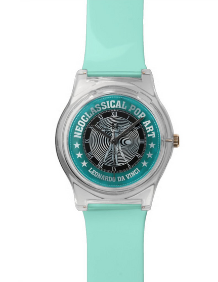 Da Vinci Turquoise Pop Vitruvian Man Watch by Neoclassical Pop Art