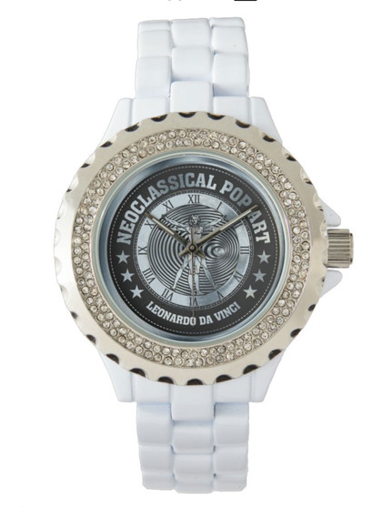 Da Vinci Metalic Light Blue Women's Rhinestone White Enamel Watch