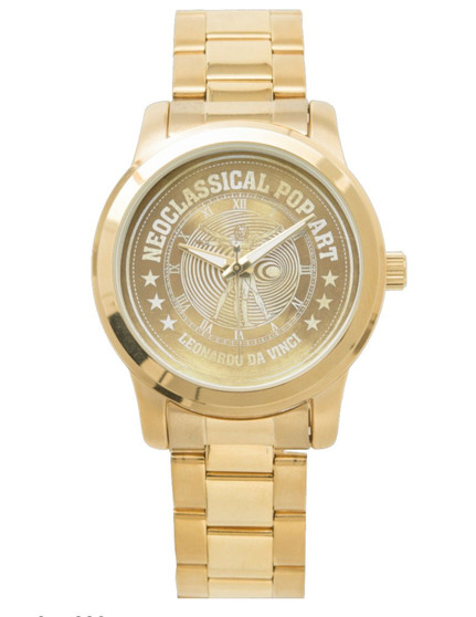 Da Vinci Unisex Oversized Gold Vitruvian Bracelet Watch  נט Neoclassical Pop Art