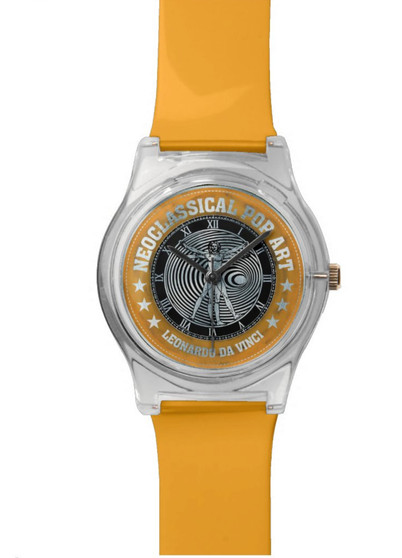 Da Vinci Sunflowers Yellow Vitruvian Man Silver Pocket Watch