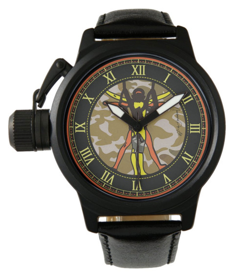 Da Vinci Space Men's Crown Protector Black Leather Strap Watch